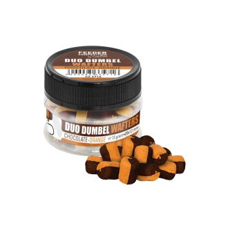   FC Duo Dumbel Wafters horogcsali, o10x14 mm, csoki, narancs, 15 g